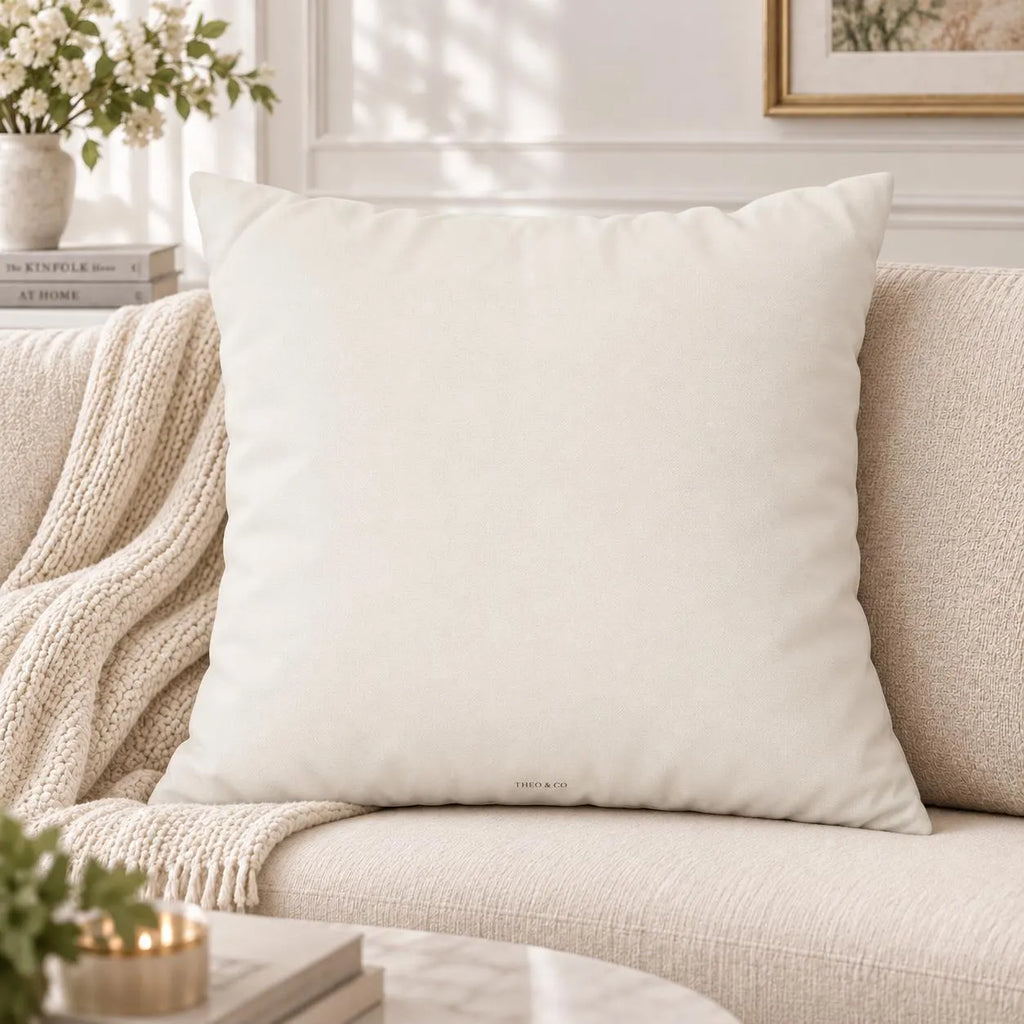 Theo & Co. monogram letter pillow cover, styled