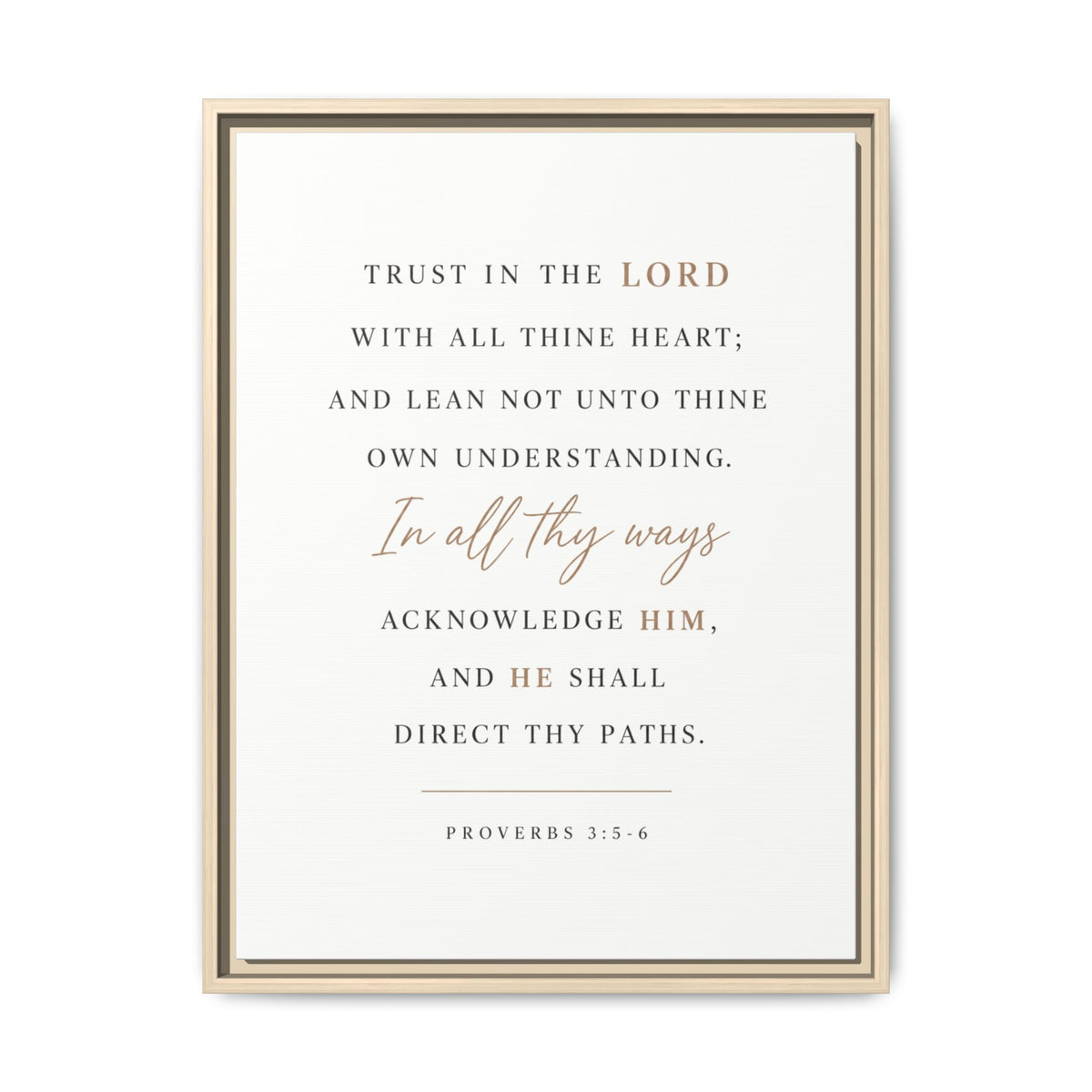 Proverbs 3:5-6 Framed Canvas