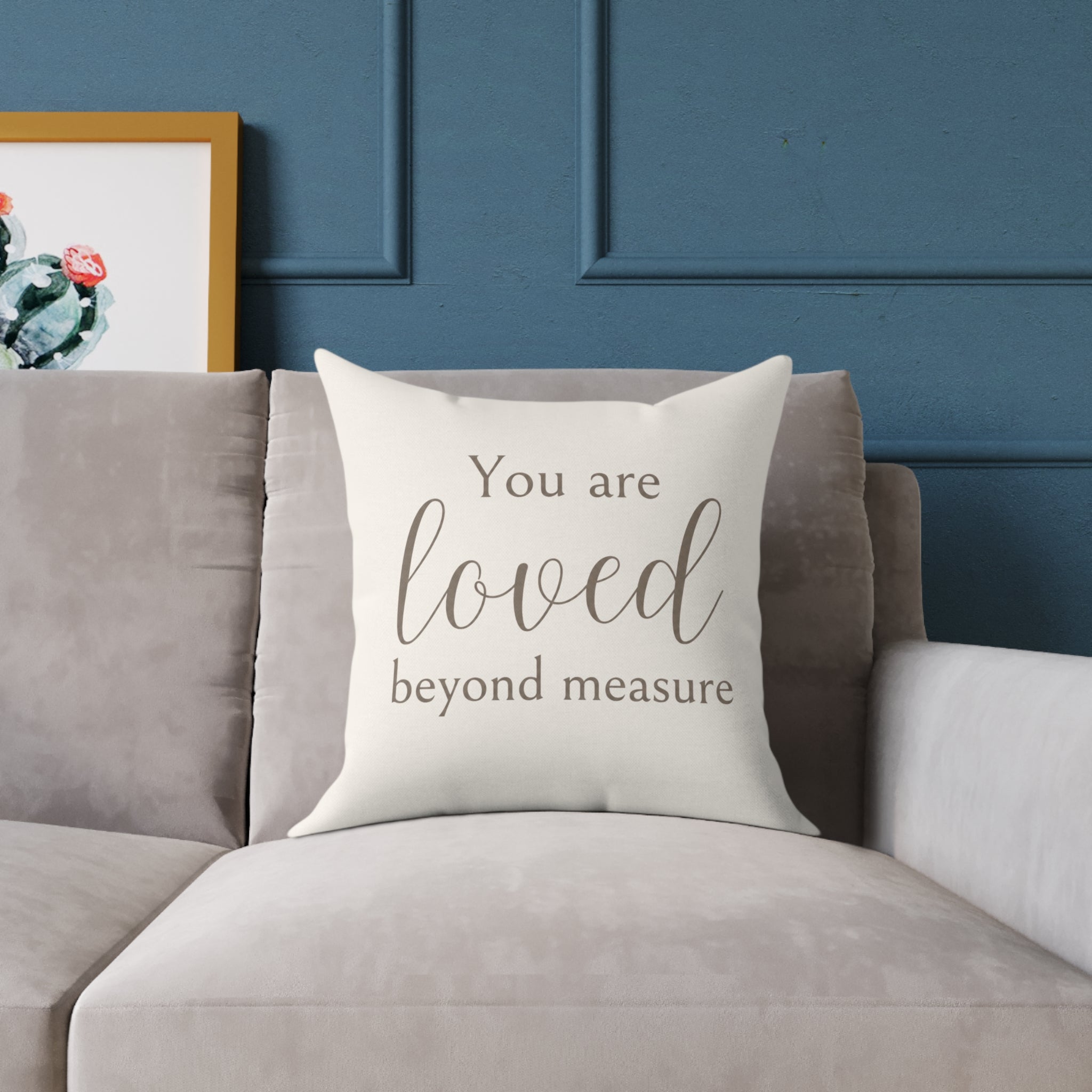 You Are Loved Beyond Measure Ivory Pillow | Neutral Nursery Throw Pillow | Christian Baby Room Decor | Theo & Co. Creation Collection