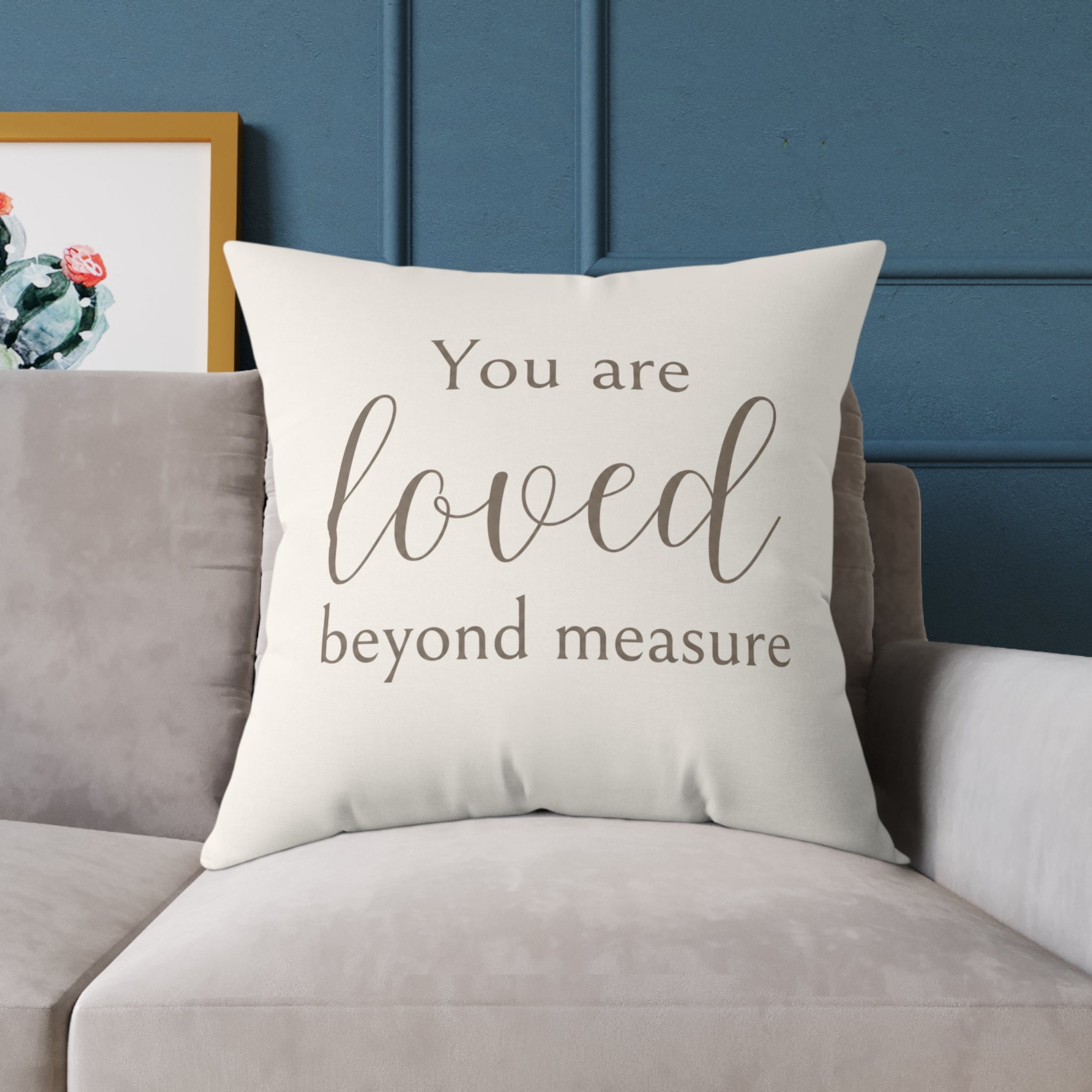 You Are Loved Beyond Measure Ivory Pillow | Neutral Nursery Throw Pillow | Christian Baby Room Decor | Theo & Co. Creation Collection