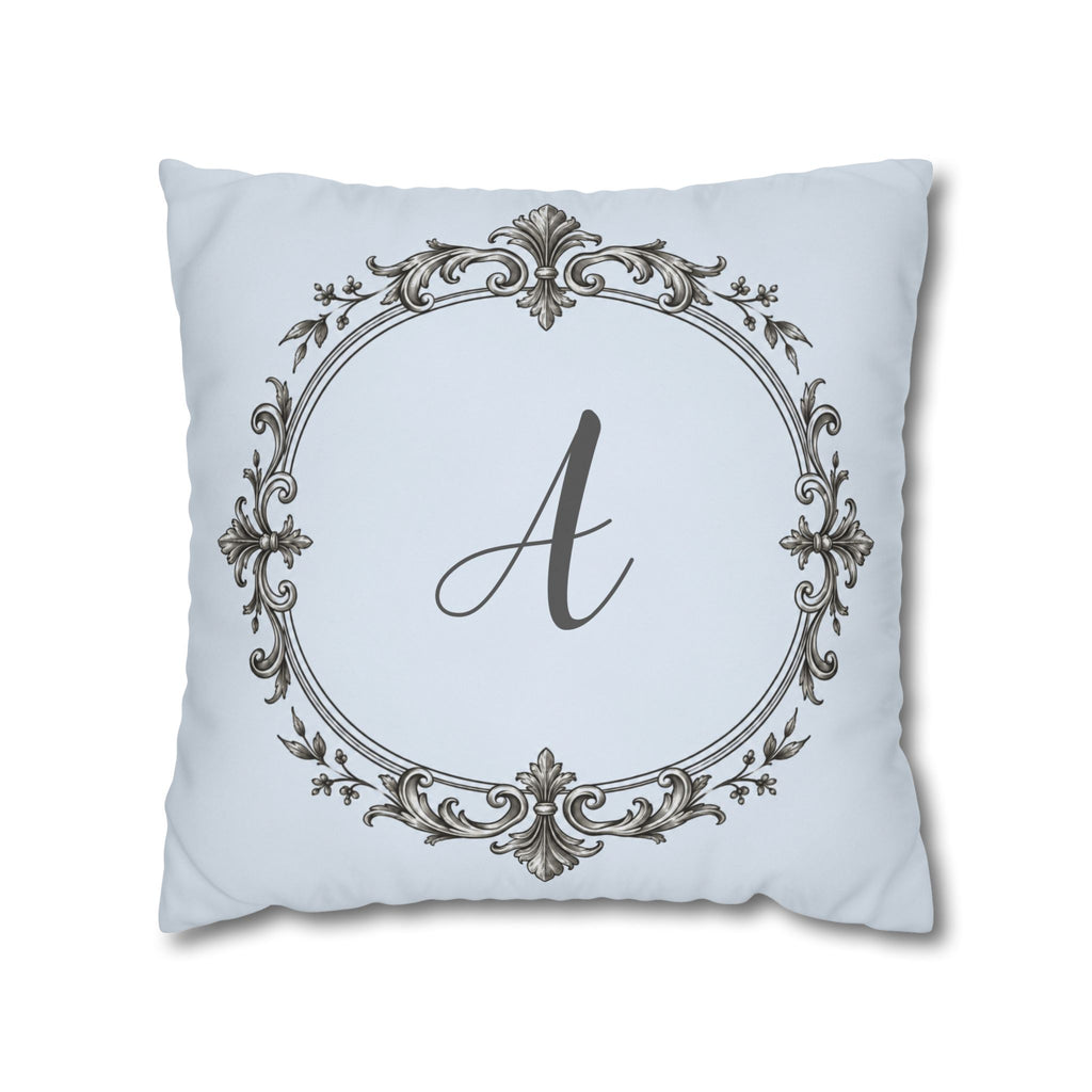 Letter A pillow cover in blue