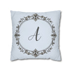 Letter A pillow cover in blue