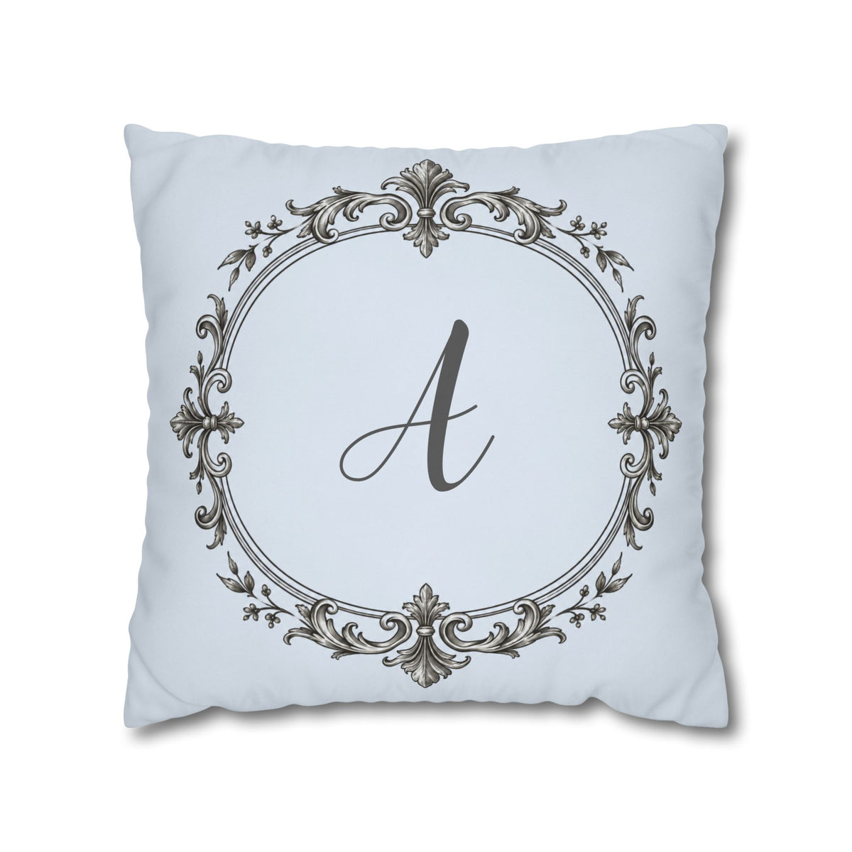 Letter A pillow cover in blue