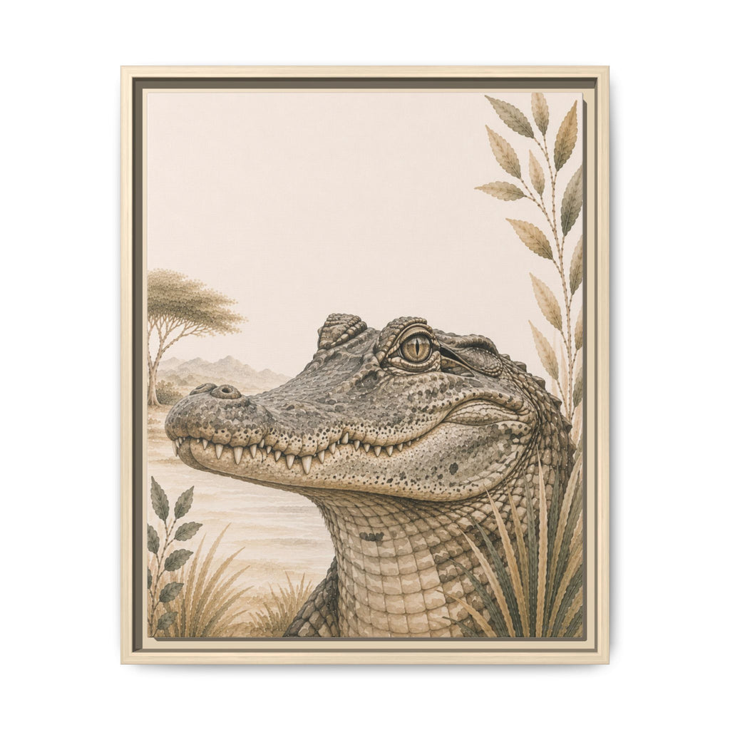 Crocodile Safari Framed Canvas