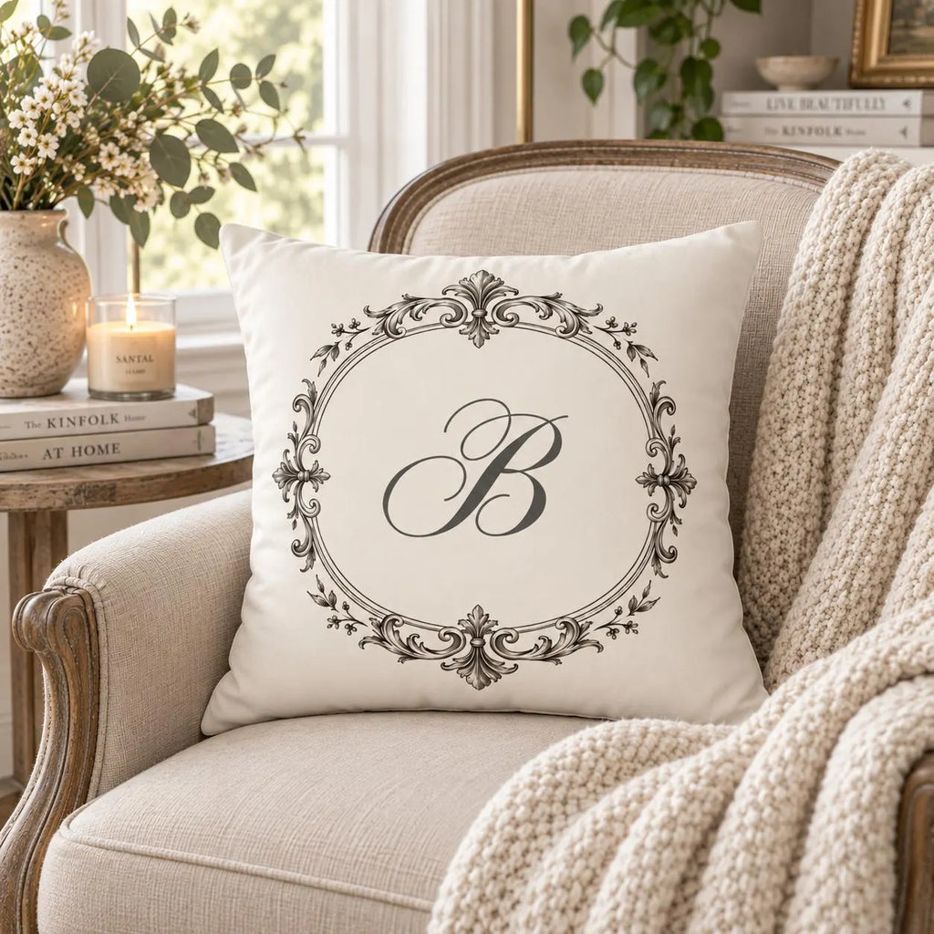 Letter B monogram pillow cover from Theo & Co.