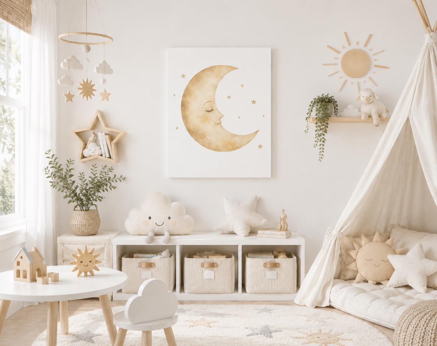 Crescent Sleeping Moon Canvas Print
