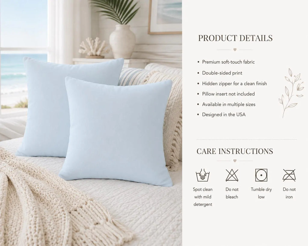 Dusty Blue Faux Suede Throw Pillow | Soft Decorative Accent Cushion | Minimalist Nursery Decor | Modern Home Pillow | Theo & Co.