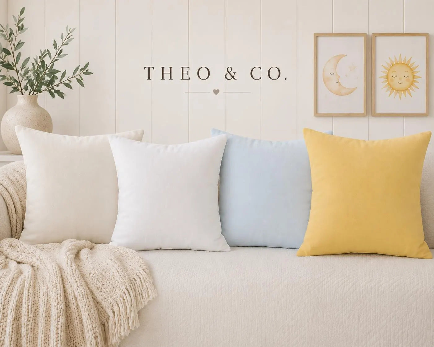 Dusty Blue Faux Suede Throw Pillow | Soft Decorative Accent Cushion | Minimalist Nursery Decor | Modern Home Pillow | Theo & Co.