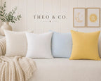 Neutral Gray Faux Suede Throw Pillow | Soft Decorative Accent Cushion | Minimalist Nursery Decor | Modern Home Pillow | Theo & Co.