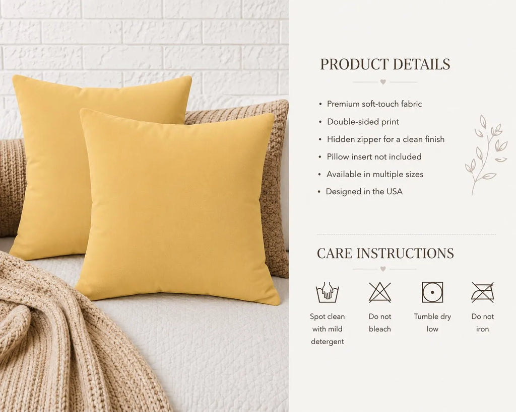 Golden Sun Yellow Faux Suede Throw Pillow | Soft Decorative Accent Cushion | Minimalist Nursery Decor | Modern Home Pillow
