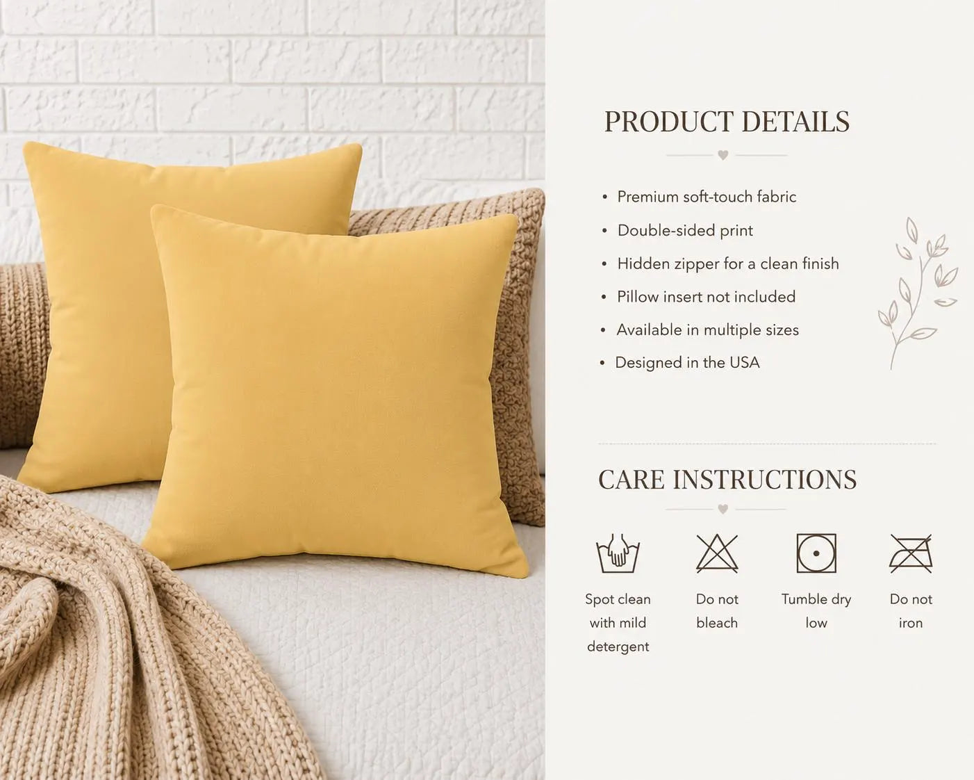 Golden Sun Yellow Faux Suede Throw Pillow | Soft Decorative Accent Cushion | Minimalist Nursery Decor | Modern Home Pillow