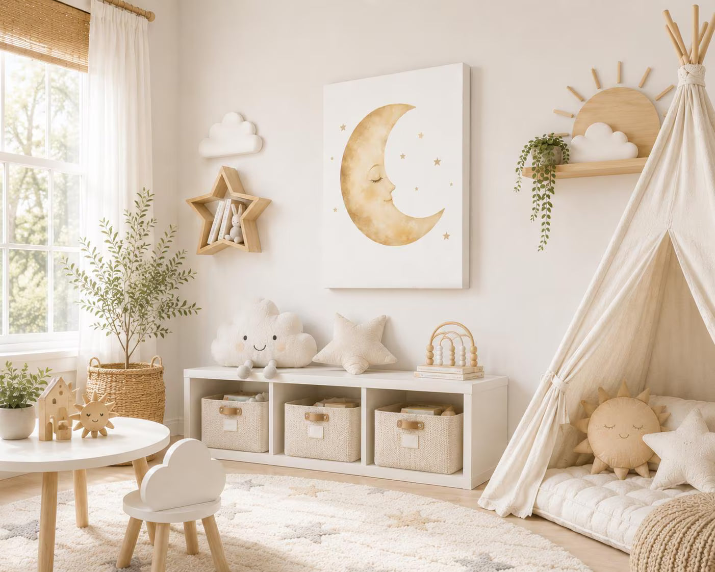 Crescent Sleeping Moon Canvas Print