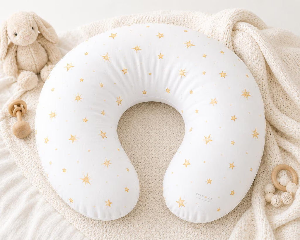 Neutral Star Nursing Pillow Cover | Soft Jersey Knit Breastfeeding Pillow Cover | Gender Neutral Baby Shower Gift