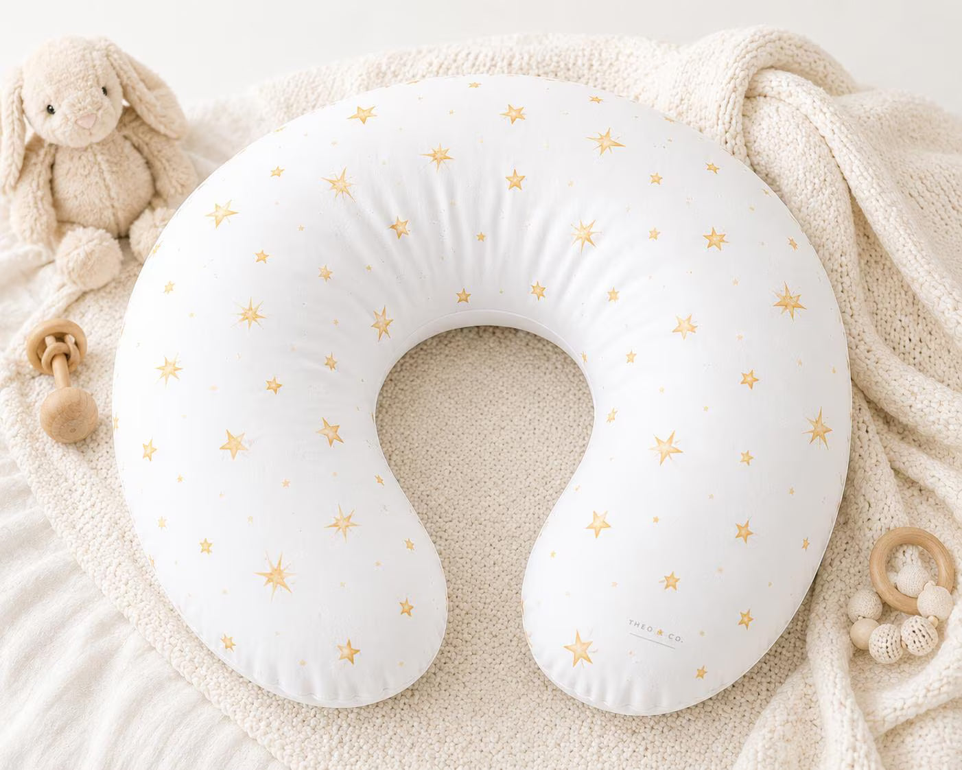 Neutral Star Nursing Pillow Cover | Soft Jersey Knit Breastfeeding Pillow Cover | Gender Neutral Baby Shower Gift