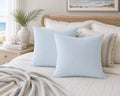 Dusty Blue Faux Suede Throw Pillow | Soft Decorative Accent Cushion | Minimalist Nursery Decor | Modern Home Pillow | Theo & Co.