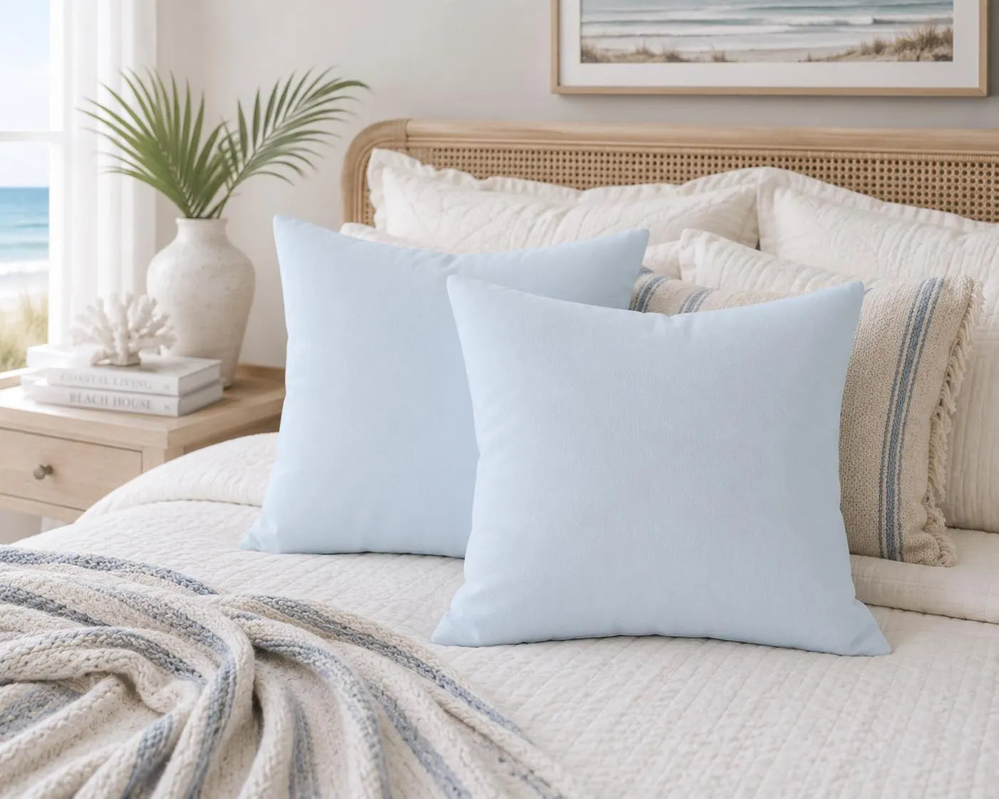 Dusty Blue Faux Suede Throw Pillow | Soft Decorative Accent Cushion | Minimalist Nursery Decor | Modern Home Pillow | Theo & Co.