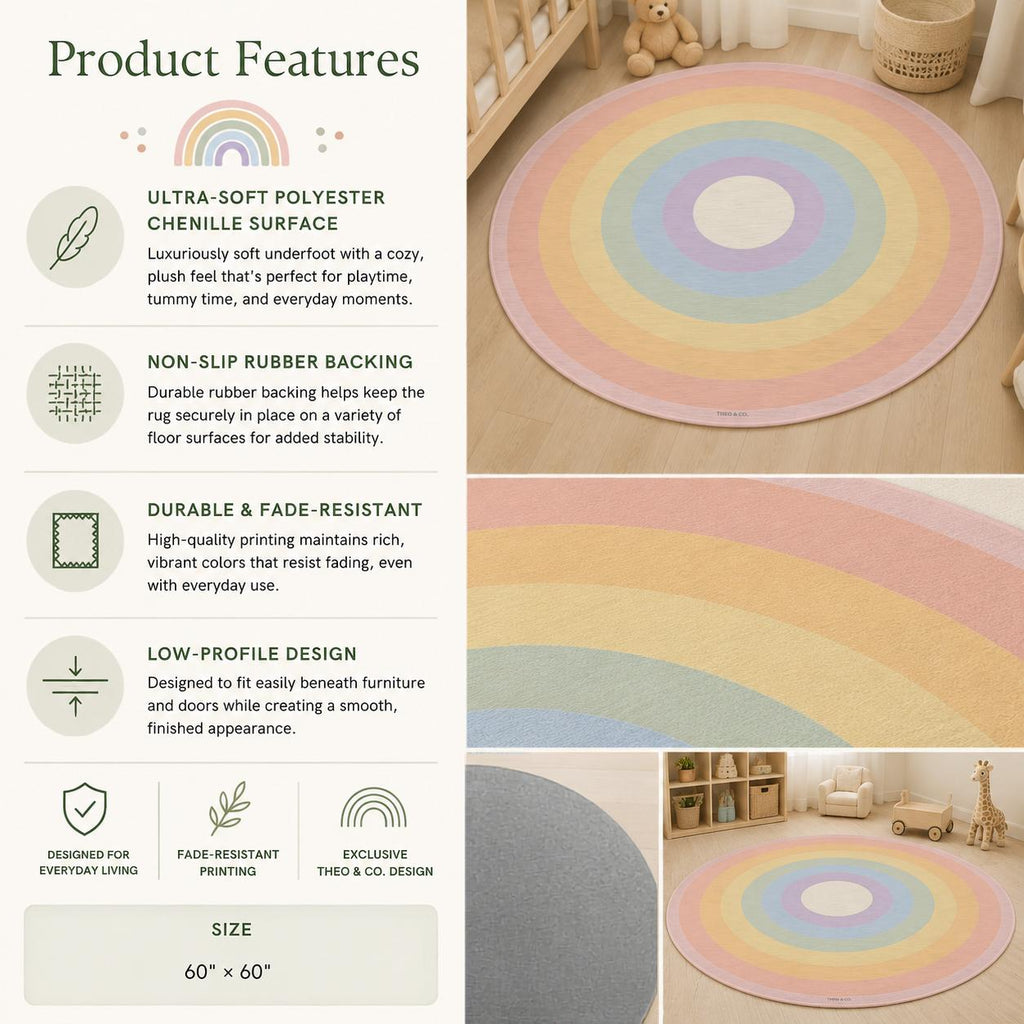 Pastel Full Rainbow Round Rug