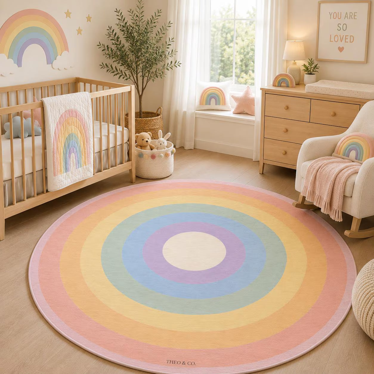 Pastel Full Rainbow Round Rug