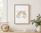 Rainbow Vertical Wall Art – Boho Cloud Nursery Framed Canvas