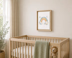 Rainbow Vertical Wall Art – Boho Cloud Nursery Framed Canvas
