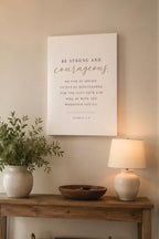 Joshua 1:9 Christian Canvas Wall Art | Be Strong and Courageous Bible Verse | Entryway Scripture Decor | Modern Christian Home Decor