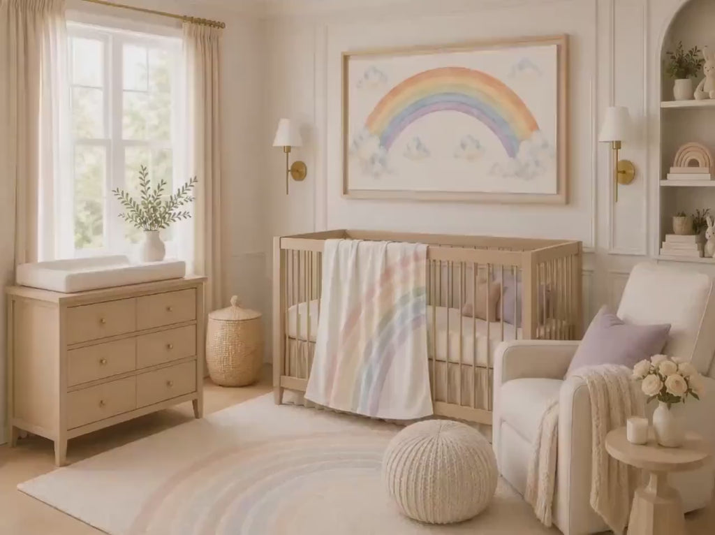 Rainbow & Clouds Panoramic Framed Canvas