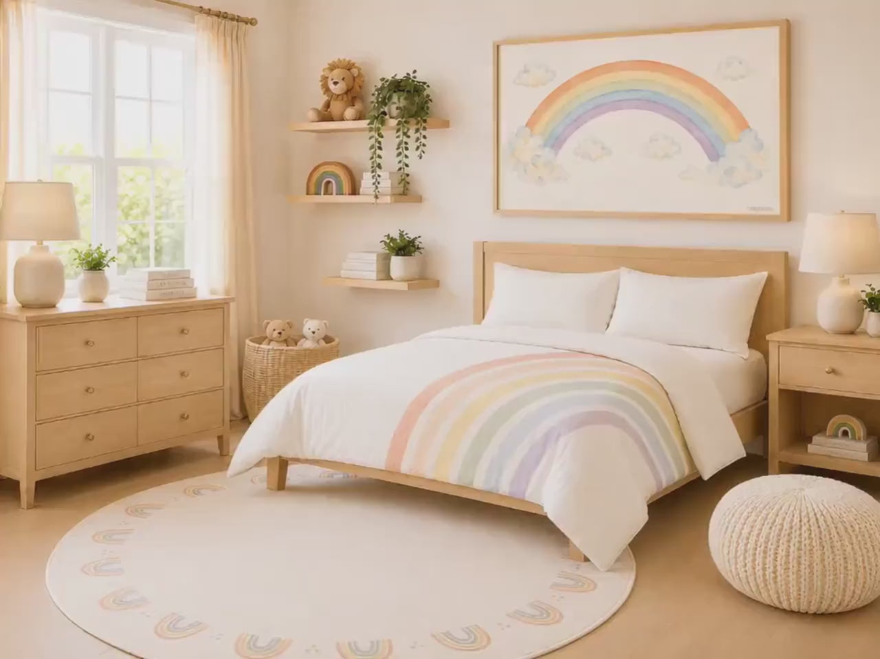 Rainbow Cotton Duvet Cover Sham Set | Bedding Kids Matching | Twin, Twin XL & Queen